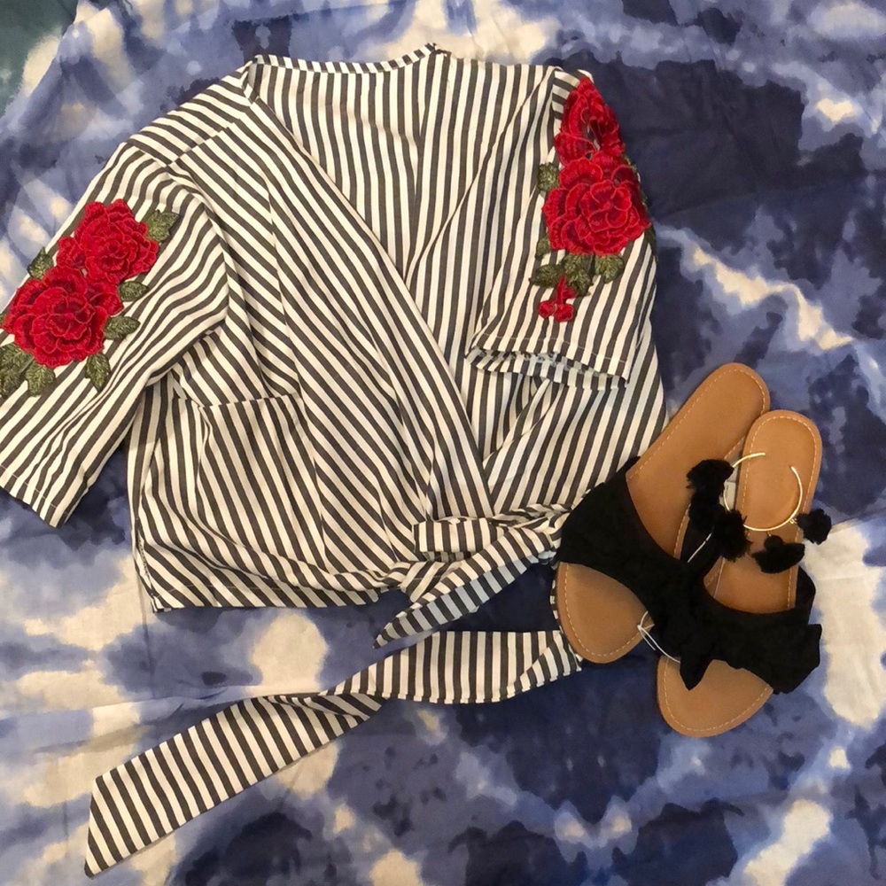 Wrap, striped shirt